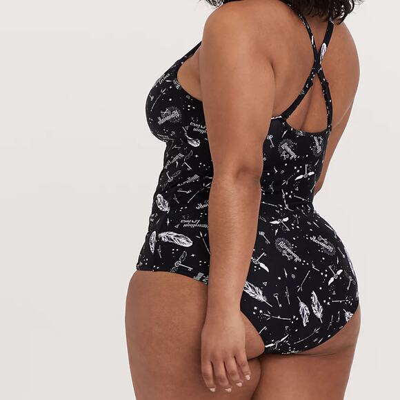 Torrid Harry Potter Swimsuit Spells Flying Keys Alohomora Bathing Suit One Piece - Picture 2 of 14